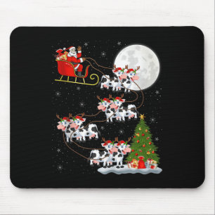 Cattle Cow Santa Sleigh Flying Funny Magical Chris Mouse Mat