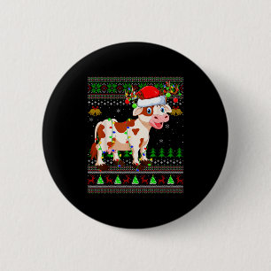 Cattle Cow Ugly Christmas Sweaters Holiday Santa C 6 Cm Round Badge