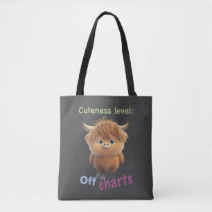 Cattle Cuteness Level Cute Adorable Funny Quote Tote Bag