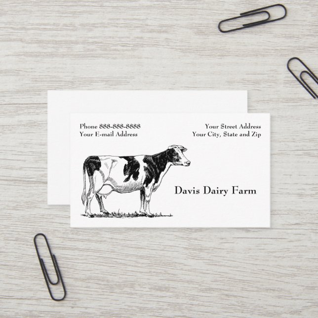 Cattle Dairy Farm Ranch Business Card (Front/Back In Situ)