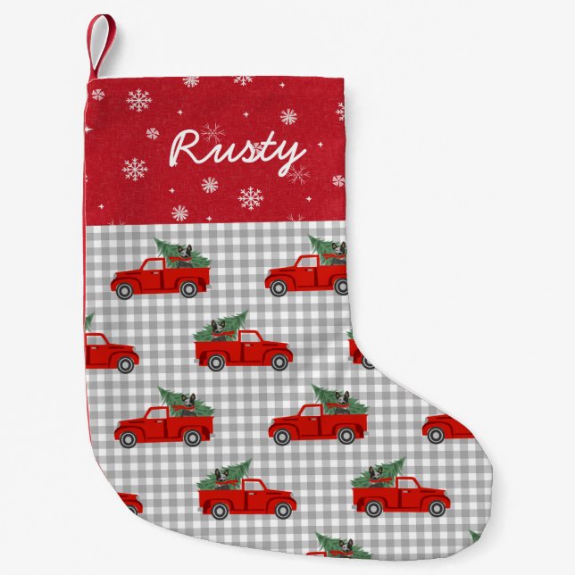 Cattle Dog Aussie Blue Heeler Pet Name Small Christmas Stocking (Front)