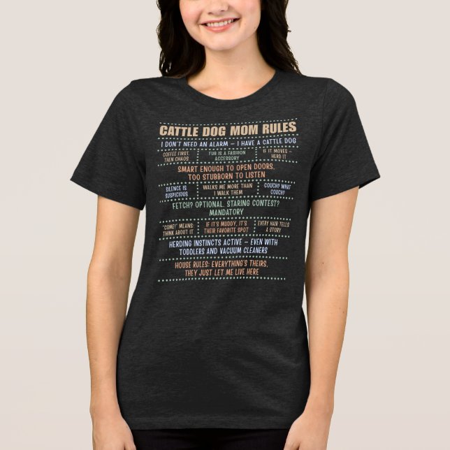 Cattle Dog Mom Rules Tri-Blend Shirt (Front)
