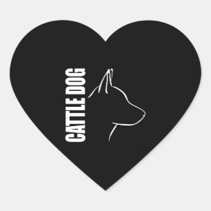 Cattle Dog Profile dog mum Heart Sticker