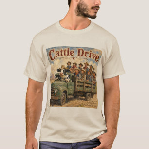 Cattle Drive Cartoon – Cow Driving Cowboys T-Shirt