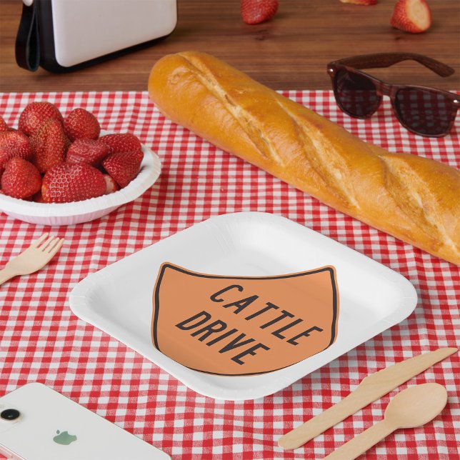 Cattle Drive Road Sign Paper Plate (Creator Uploaded)