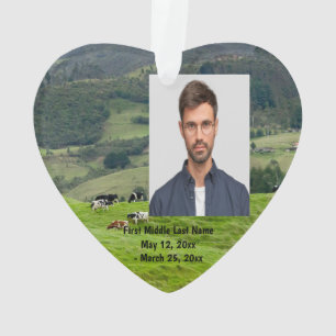 Cattle Farm Ranch Cows Dated Photo Custom Ornament