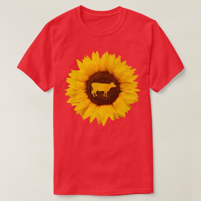 Cattle Gift For Women Men Cow Bull Farm Sunflower  T-Shirt (Design Front)