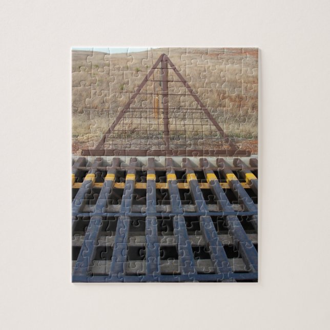 Cattle Grate Across Gravel Road. Wyoming, Western Jigsaw Puzzle (Vertical)