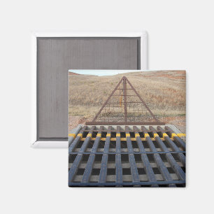 Cattle Grate Across Gravel Road. Wyoming, Western Magnet