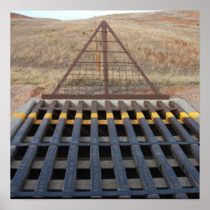 Cattle Grate on Gravel Road, Wyoming Poster