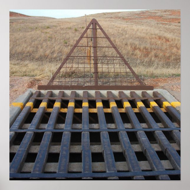 Cattle Grate on Gravel Road, Wyoming Poster (Front)