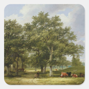 Cattle Grazing Square Sticker