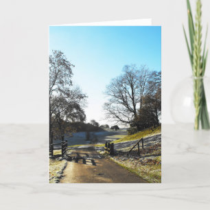Cattle grid in winter holiday card