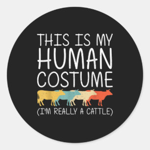 Cattle Halloween Human Costume Cow Bull Farm Easy Classic Round Sticker