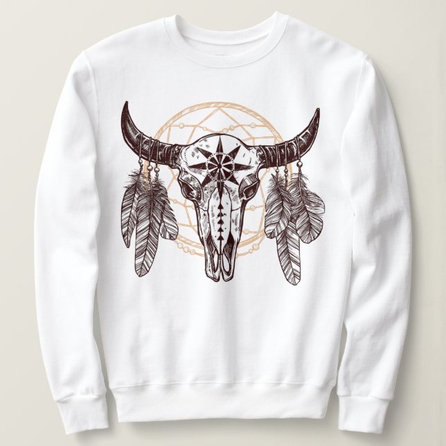 Cattle Head Dream Catcher Sweatshirt (Design Front)