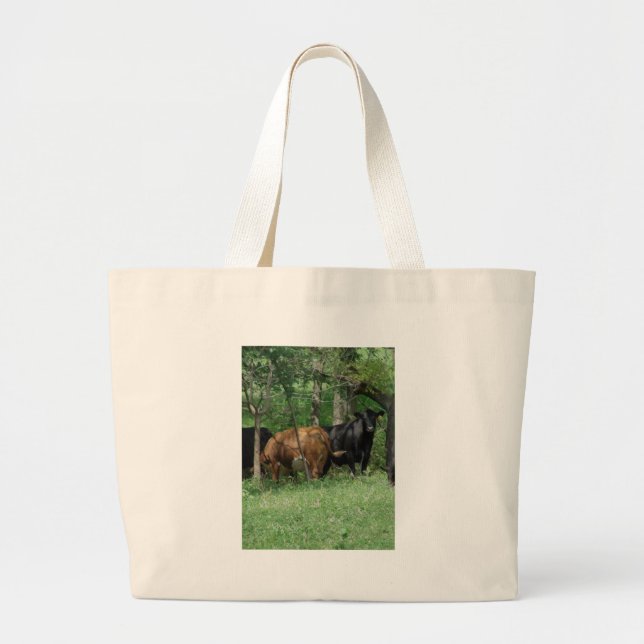 Cattle in a Pasture Large Tote Bag (Front)