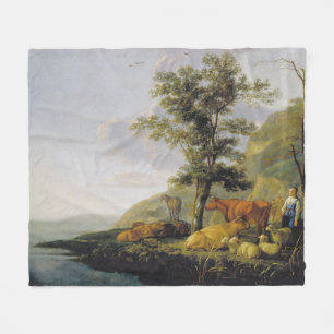 Cattle near a River Aelbert Cuyp Fleece Blanket