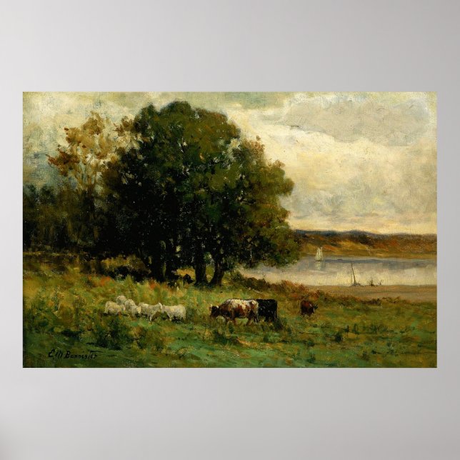 Cattle Near River - Edward Mitchell Bannister  Poster (Front)