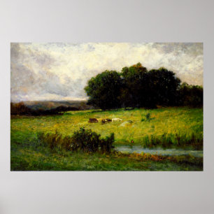 Cattle Near Stream - Edward Mitchell Bannister Poster