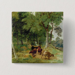Cattle on a Devonshire Lane 15 Cm Square Badge