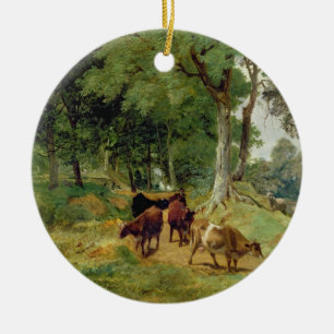 Cattle on a Devonshire Lane Ceramic Tree Decoration