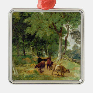 Cattle on a Devonshire Lane Metal Tree Decoration
