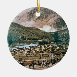 Cattle Ranch, Colorado, 1899 (photo) Ceramic Tree Decoration