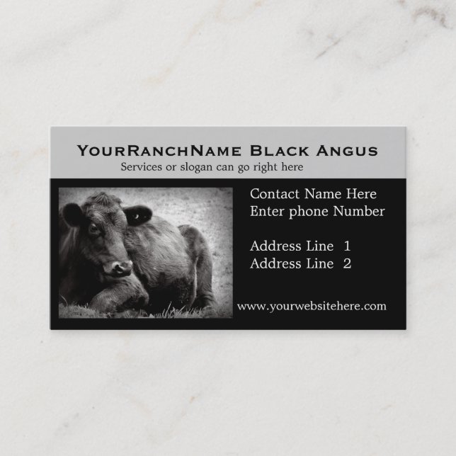 Cattle Ranch or Beef Related Business Cards (Front)
