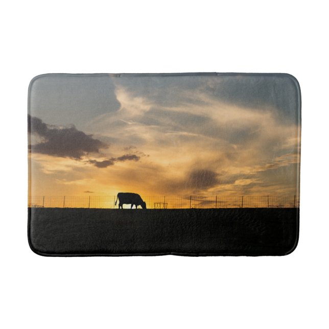 Cattle Sunset Silhouette Bath Mat (Front)