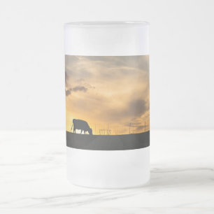 Cattle Sunset Silhouette Frosted Mug