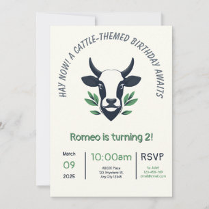 Cattle-Themed Birthday Invitation Card