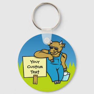 Cattle with Sign Keychain