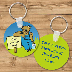 Cattle with Sign Keychain