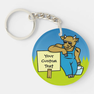 Cattle with Sign Keychain