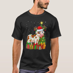 Cattle  Xmas Holiday Santa Cattle Christmas Tree T-Shirt