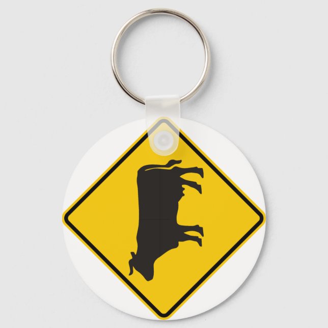 Cattle Zone Highway Sign Key Ring (Front)