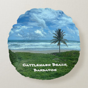 Cattlewash Beach, Barbados Round Cushion