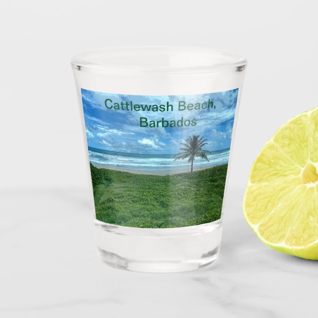 Cattlewash Beach, Barbados Shot Glass (Front)