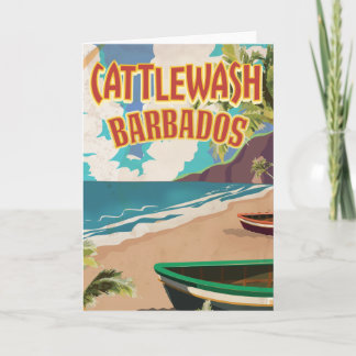 Cattlewash Beach Barbados travel poster. Holiday Card