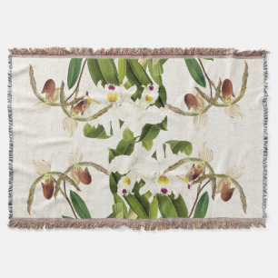 Cattleya Lady Slipper Orchid Flowers Throw Blanket