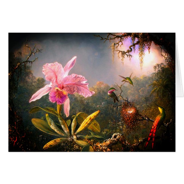 Cattleya Orchid and Three Brazilian Hummingbirds (Front Horizontal)