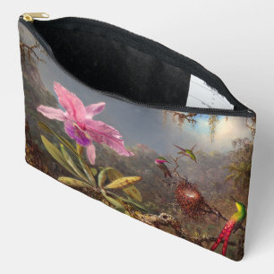 Cattleya Orchid and Three Hummingbirds by Heade Accessory Pouch