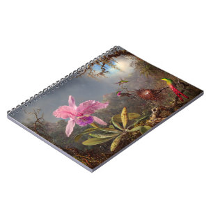 Cattleya Orchid and Three Hummingbirds by Heade Notebook