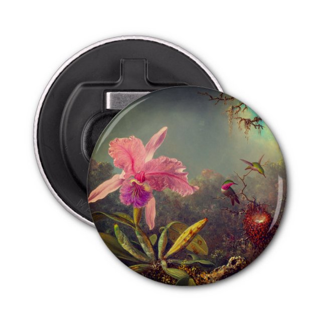 Cattleya Orchid and Three Hummingbirds Heade Bottle Opener (Front)