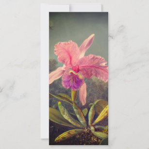 Cattleya Orchid and Three Hummingbirds Heade Card