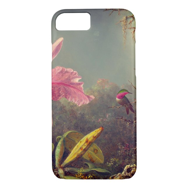 Cattleya Orchid and Three Hummingbirds Heade Case-Mate iPhone Case (Back)
