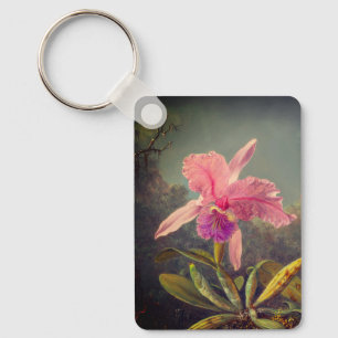 Cattleya Orchid and Three Hummingbirds Heade Key Ring