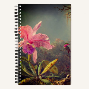 Cattleya Orchid and Three Hummingbirds Heade Notebook
