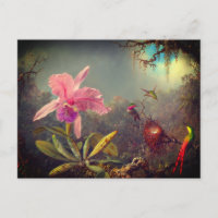 Cattleya Orchid and Three Hummingbirds Heade
