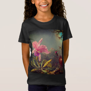 Cattleya Orchid and Three Hummingbirds Heade T-Shirt